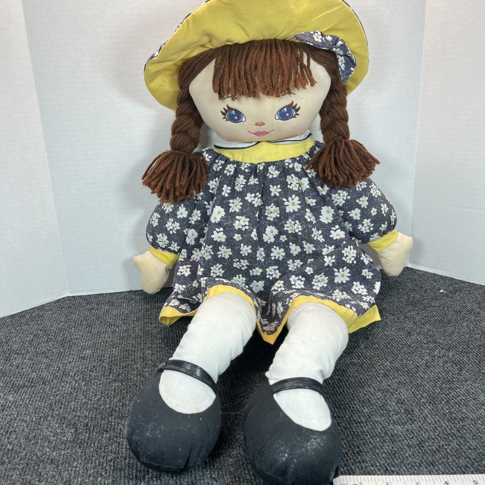 Sweetie Mine Rag Cloth Doll Well Made Toy Mfg 1995 33" Plush Blue Brown Hair